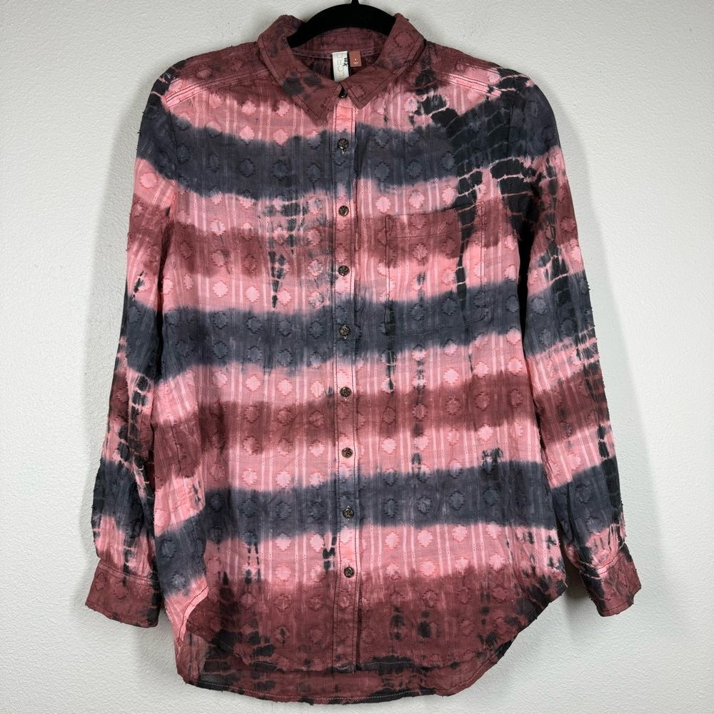 Anthropologie Pilcro Janesse Tie Dye Long Sleeve Button Up Shirt Top Small